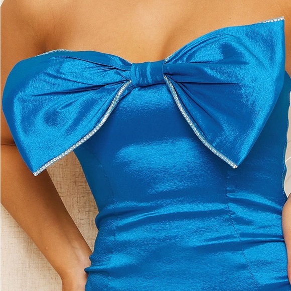 Blue Satin Strapless Body Control Mini Dress NWT - Picture 9 of 11